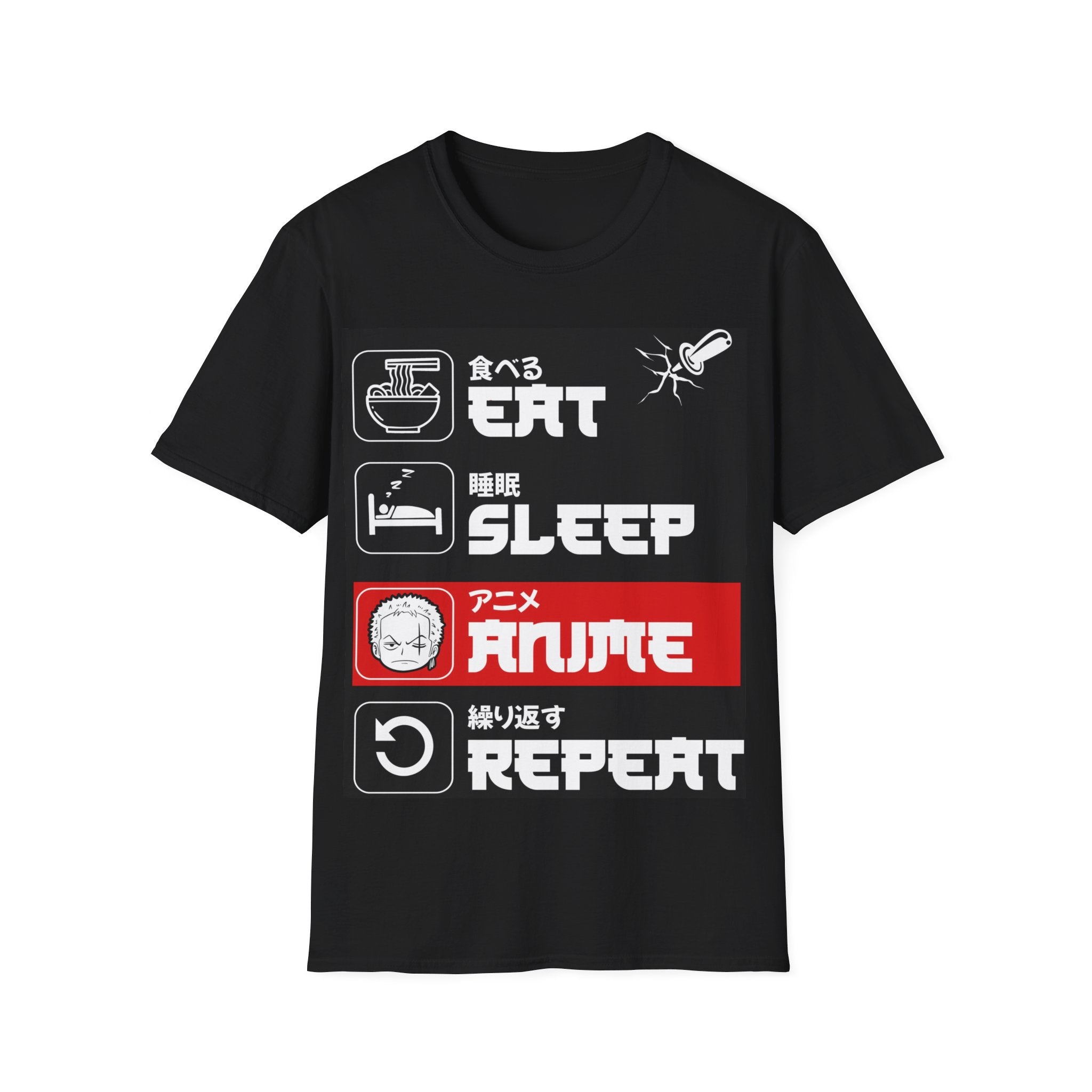 Otaku Origins Anime Repeat Tee featuring bold anime graphic, styled for fans of repeat shirts and the repeat clothing brand.