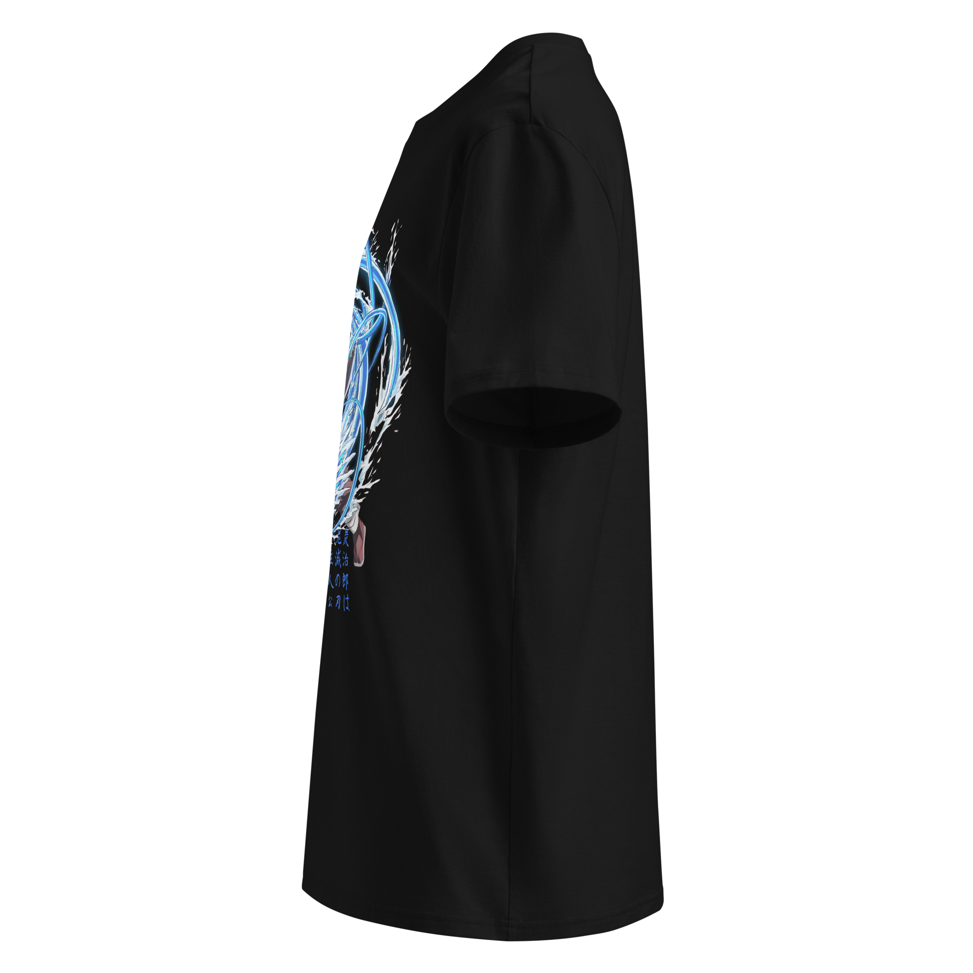Anime-inspired Water Sword Tee featuring Tanjiro’s flame sword design, ideal for Demon Slayer fans and streetwear lovers.