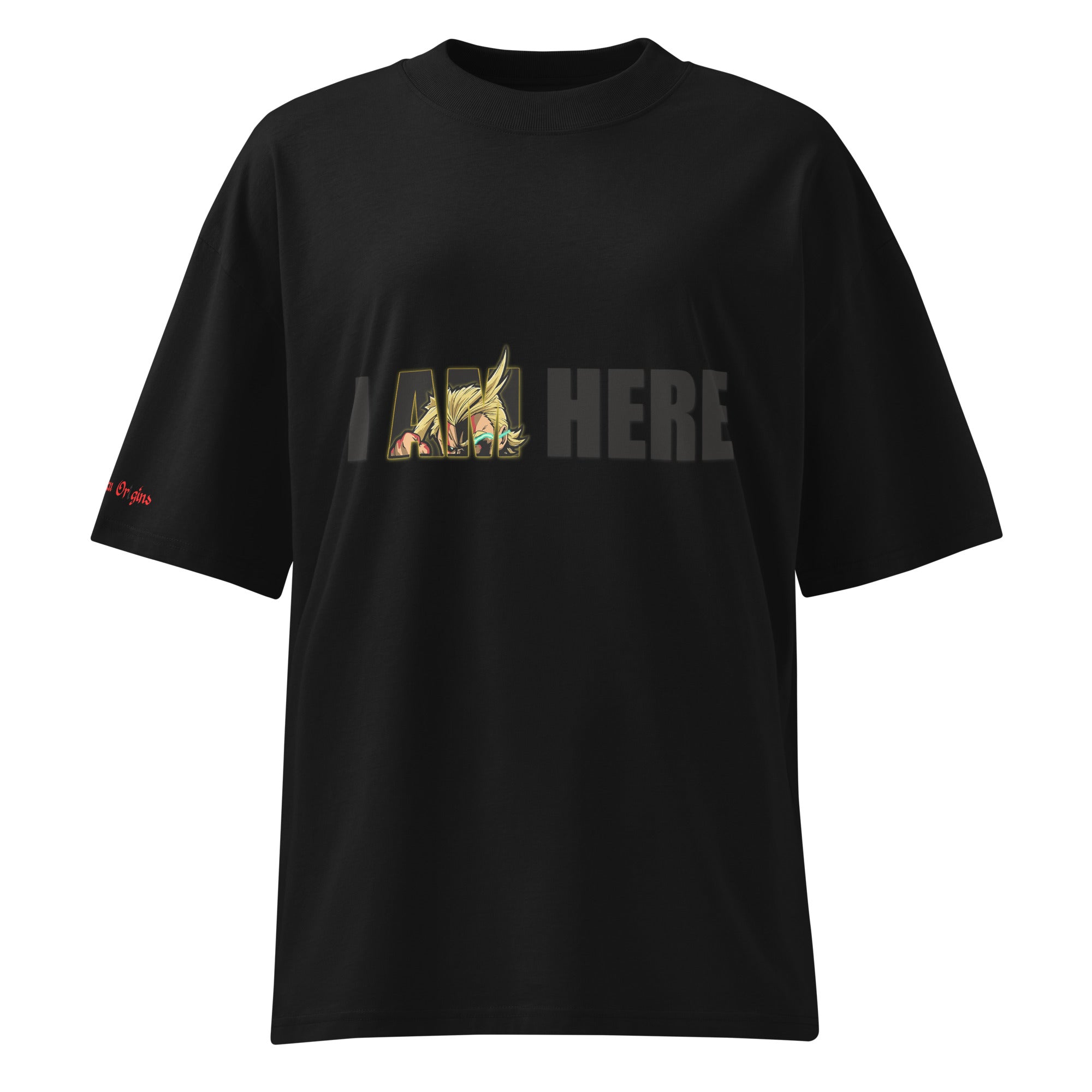 I Am Here graphic Zazzle t-shirt in black, folded neatly with bold minimalist print